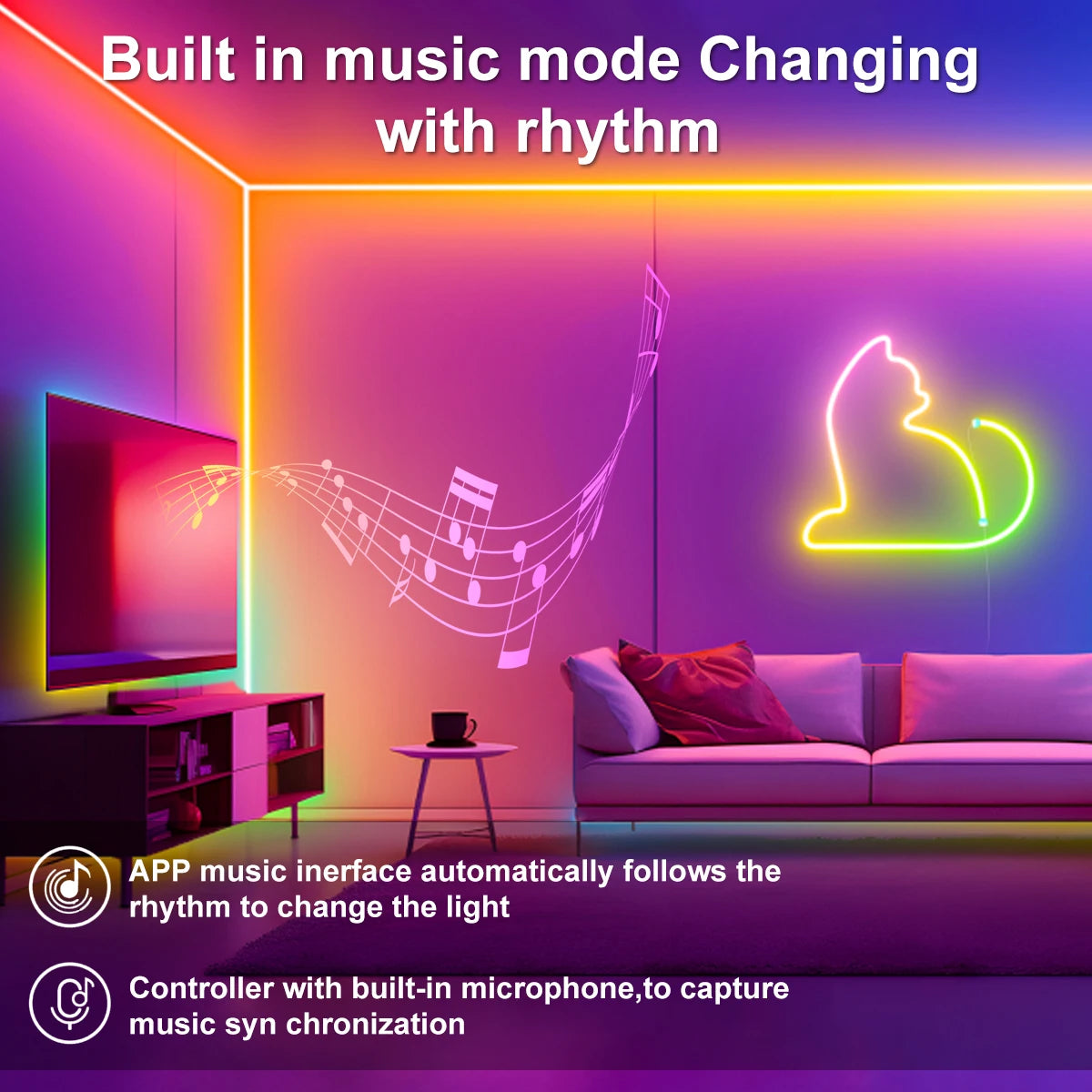 RGB Neon Lights With Bluetooth Remote Control