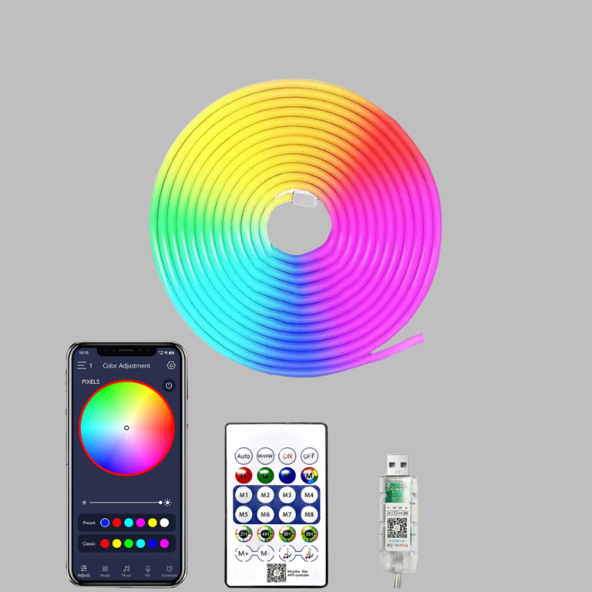 RGB Neon Lights With Bluetooth Remote Control