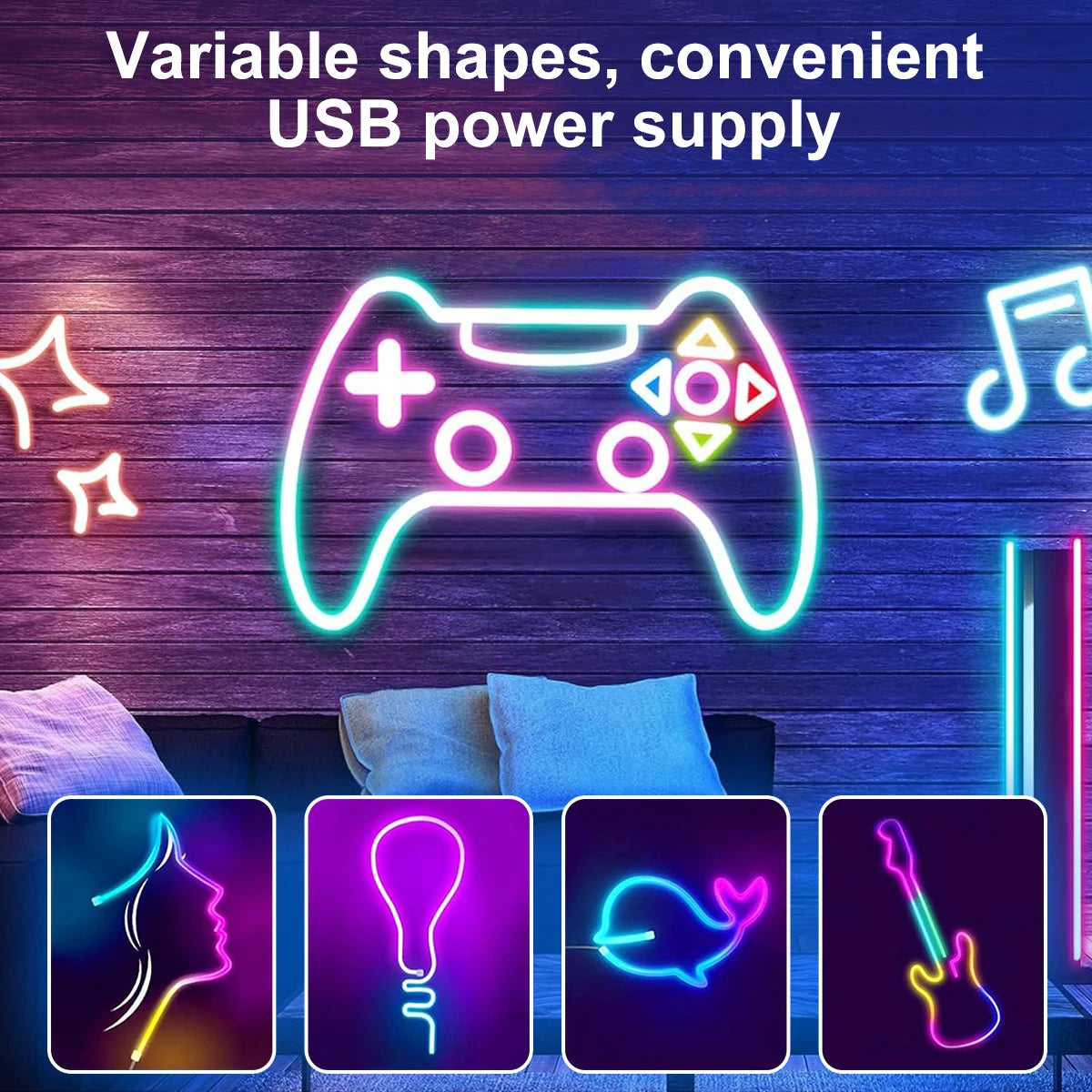 RGB Neon Lights With Bluetooth Remote Control