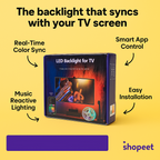 LED Backlight for TV packaging with features on a yellow background